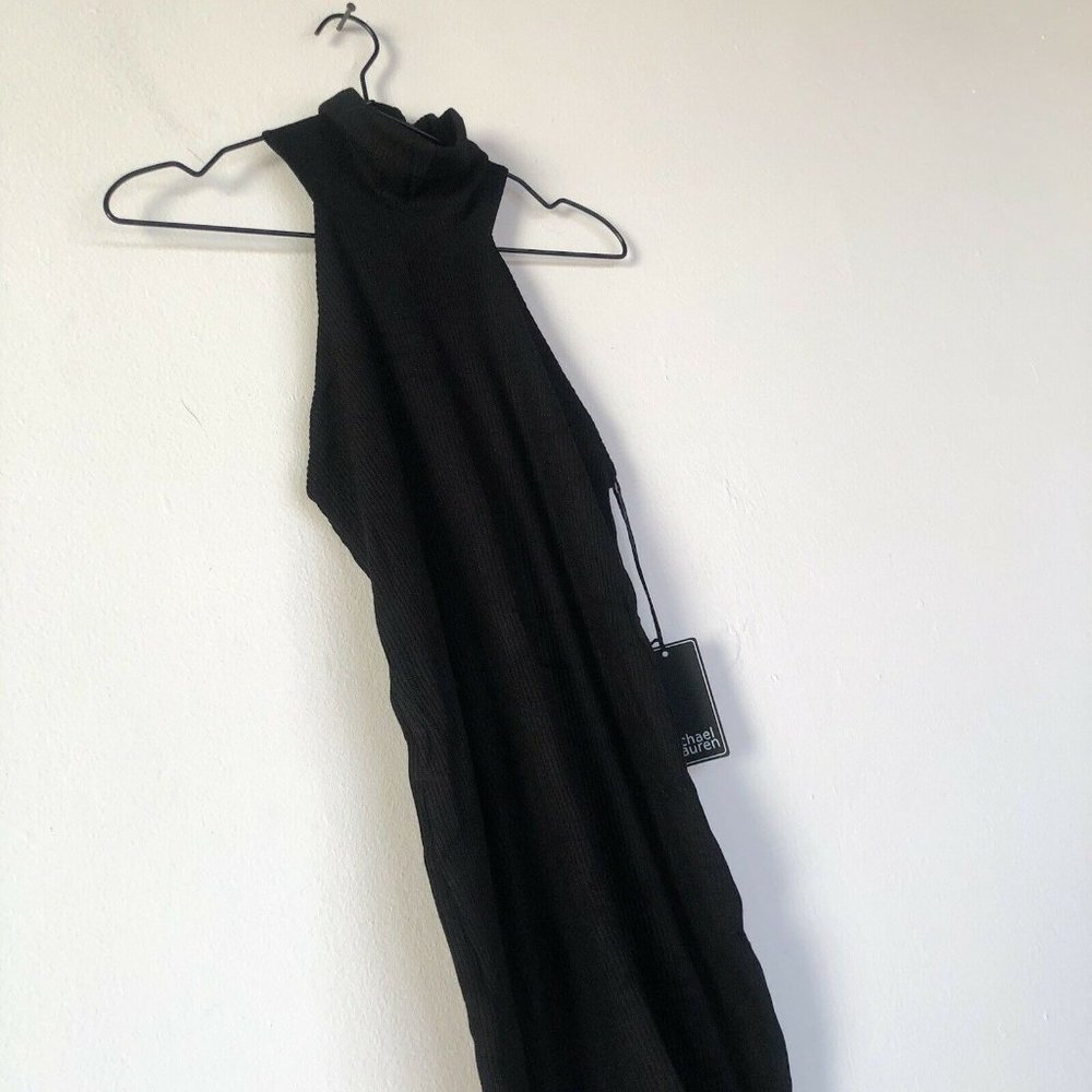 Michael Lauren Jenkins Mini Dress Black Racer Back Rib Knit S NWT $97 - Picture 8 of 8